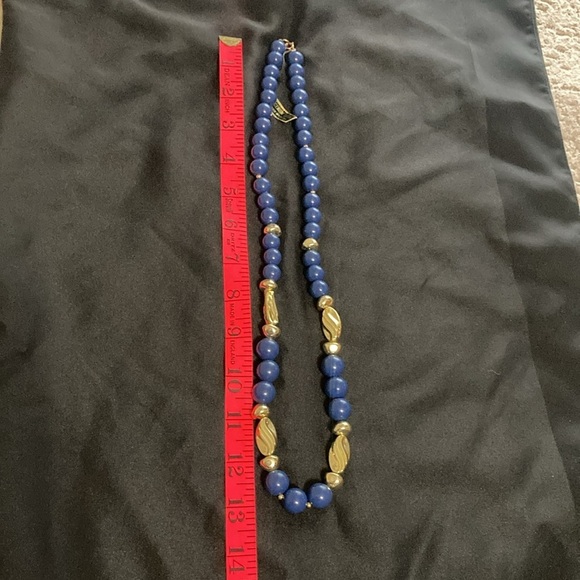 Blue and gold beaded Lucite necklace 26” - Picture 4 of 6